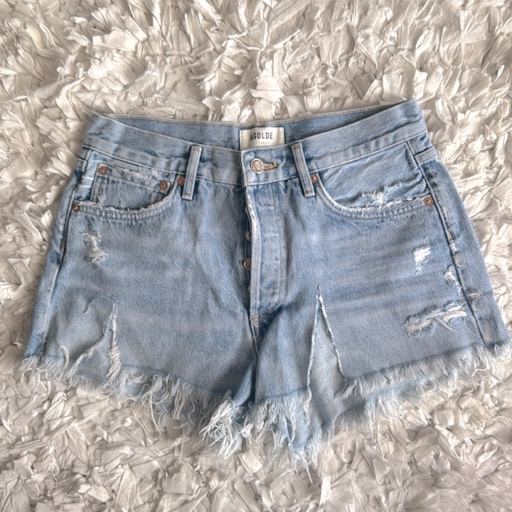 Agolde high rise denim jean shorts size 27